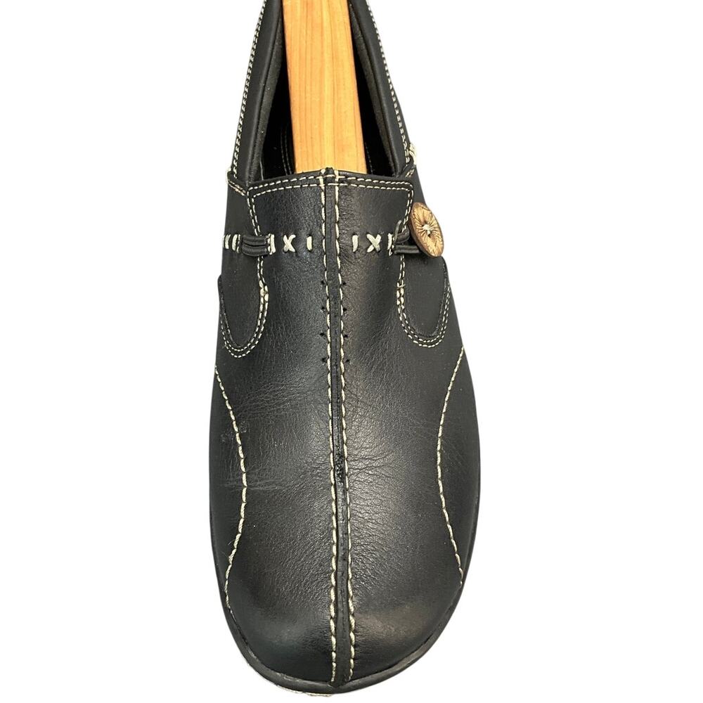 Clarks Un Loop Button Black Leather Slip On Comfo… - image 5